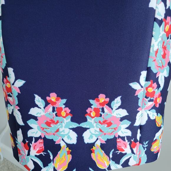 Tahari ASL Floral Block Print Sleeveless Sheath Dress Size 2P Blue Multi Office - Picture 8 of 13